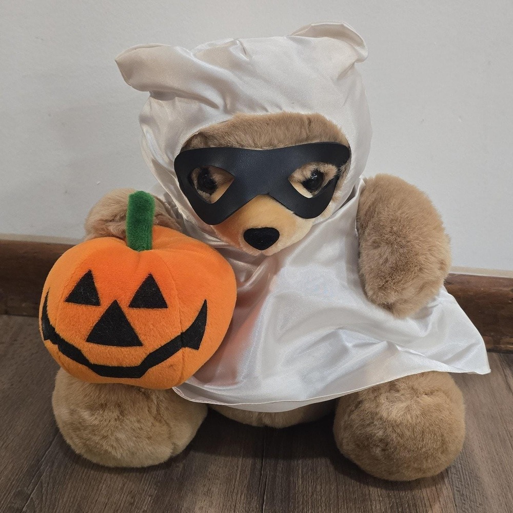 Vintage "Kookie Spookie" Ghost Plush Halloween‎ Bear 12" Stuffed Animal Toy 1989